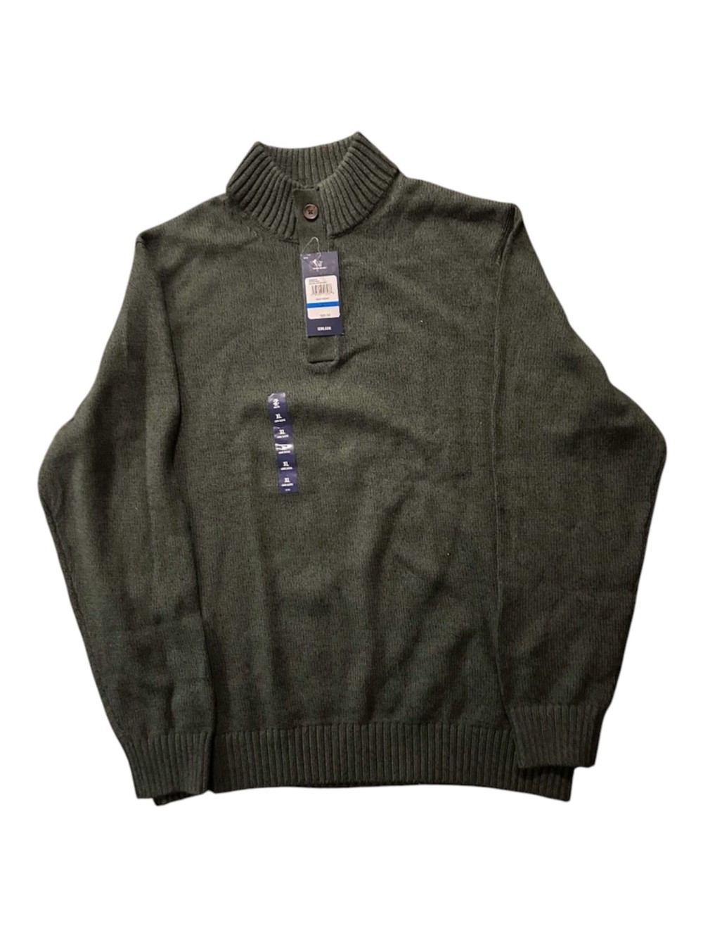 Izod Men’s Olive Green Turtleneck Half-Button Sweater